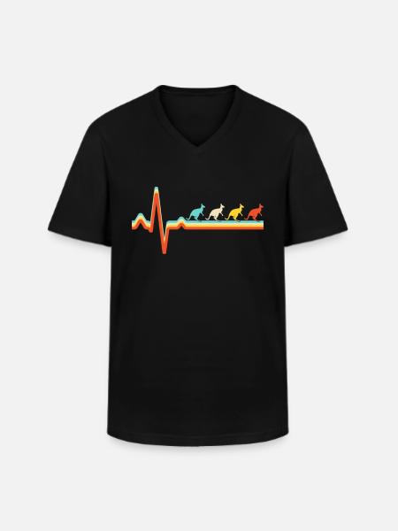 Kangaroo Retro Heartbeat - Men's V-Neck T-Shirt - black