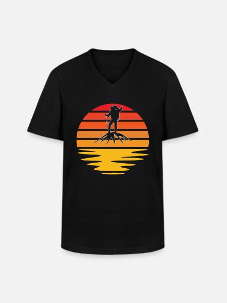 Alpinisme Rétro - T-shirt col V Homme - noir