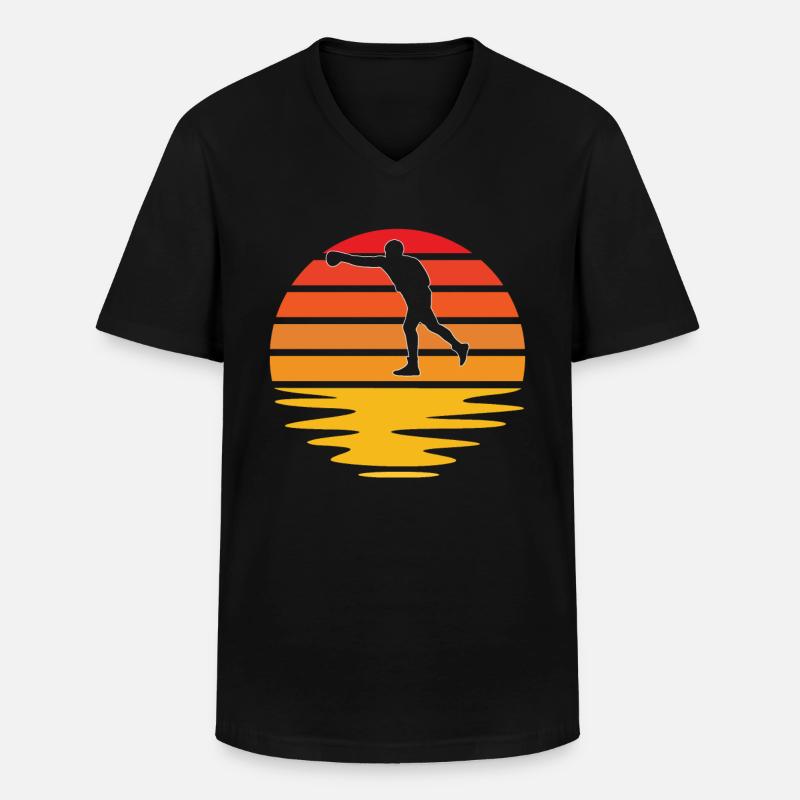 Boxen Retro - Männer-T-Shirt mit V-Ausschnitt - Schwarz