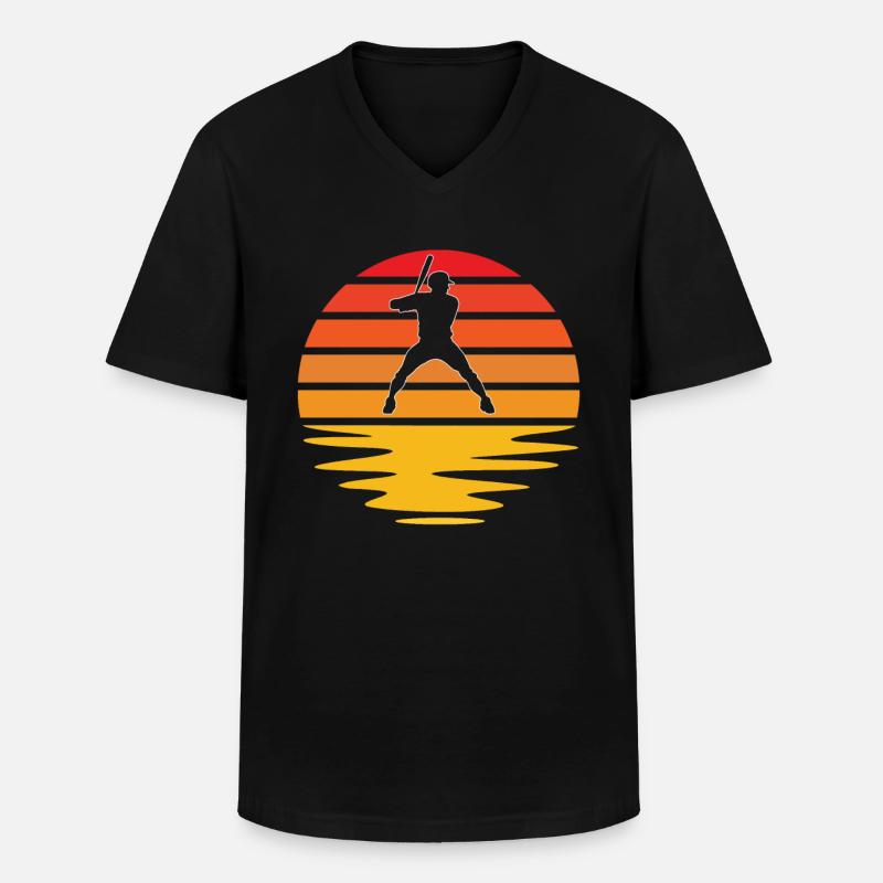 Baseball Retro - Männer-T-Shirt mit V-Ausschnitt - Schwarz