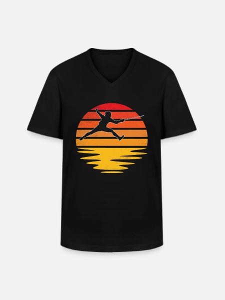 Fencing Retro - Men's V-Neck T-Shirt - black