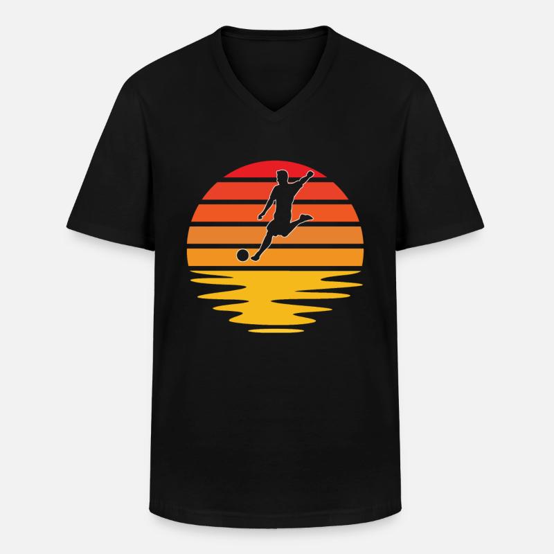 Fußball Retro - Männer-T-Shirt mit V-Ausschnitt - Schwarz
