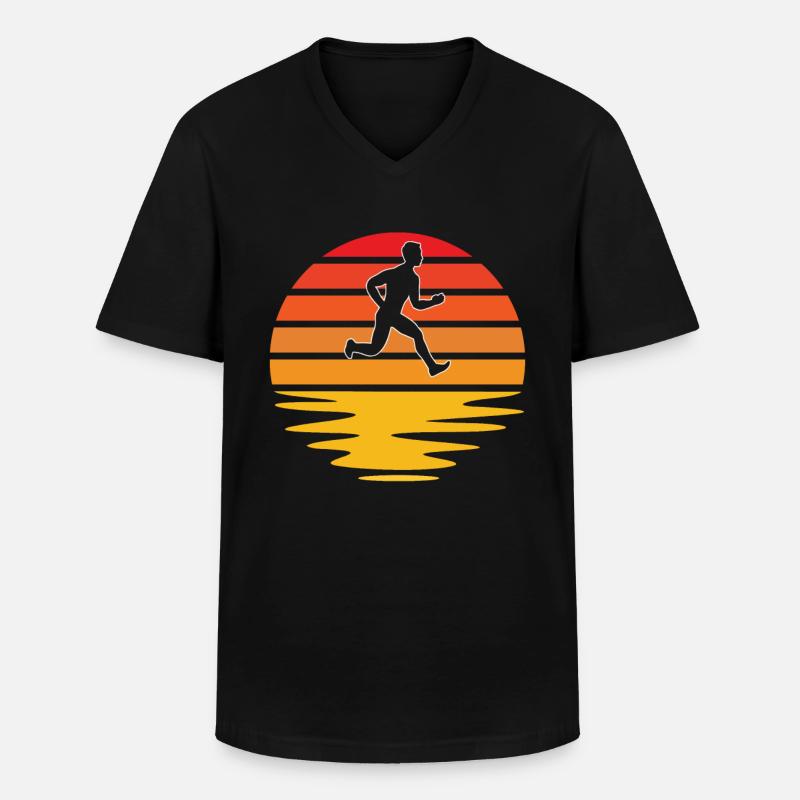 Joggen Retro - Männer-T-Shirt mit V-Ausschnitt - Schwarz
