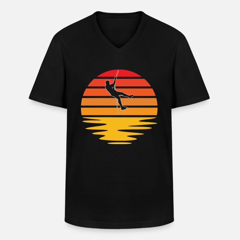 Klettern Retro - Männer-T-Shirt mit V-Ausschnitt - Schwarz