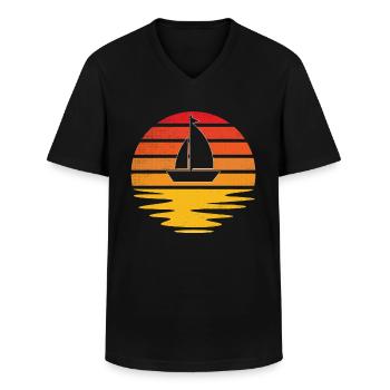 Rétro de la voile - T-shirt col V Homme - noir - Devant - AI Model Male 178 dark (178cm)