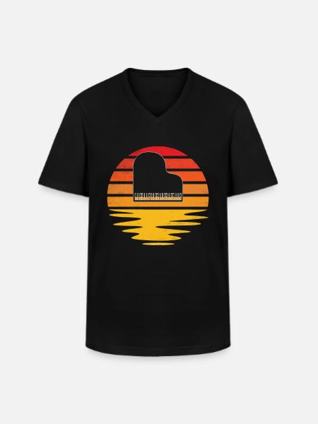 Klavier Retro - Männer-T-Shirt mit V-Ausschnitt - Schwarz