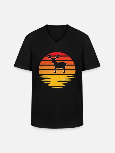 Moose Retro - T-shirt col V Homme - noir