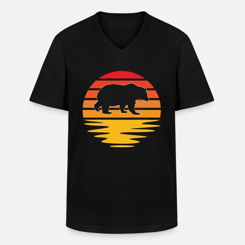 Bär Retro - Männer-T-Shirt mit V-Ausschnitt - Schwarz