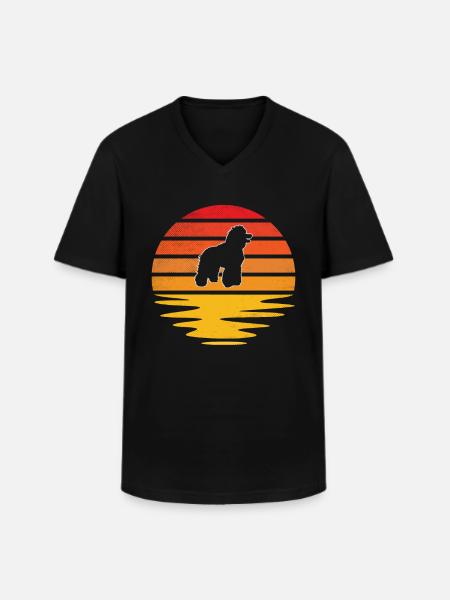 Caniche Rétro - T-shirt col V Homme - noir
