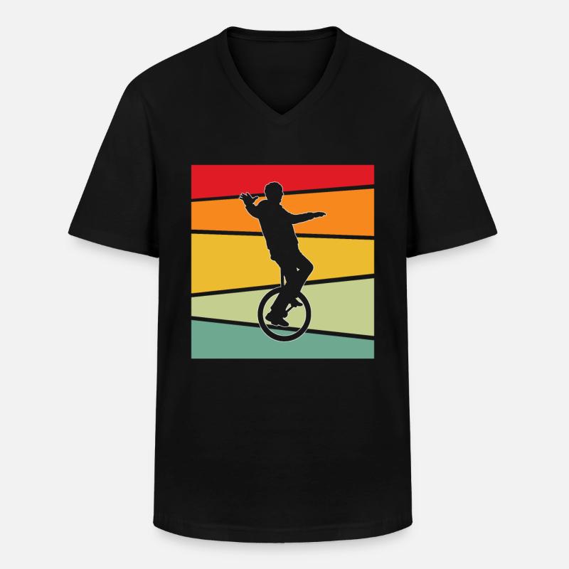 Einrad Retro - Männer-T-Shirt mit V-Ausschnitt - Schwarz