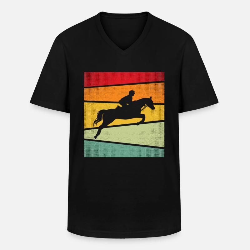 Pferd Retro - Männer-T-Shirt mit V-Ausschnitt - Schwarz