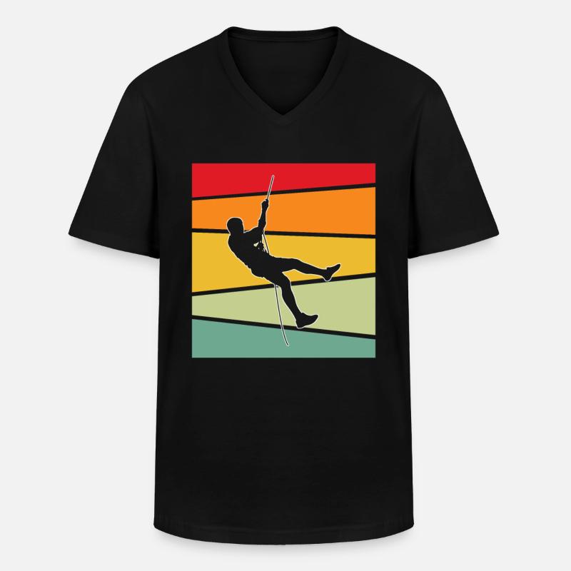 Klettern Retro - Männer-T-Shirt mit V-Ausschnitt - Schwarz