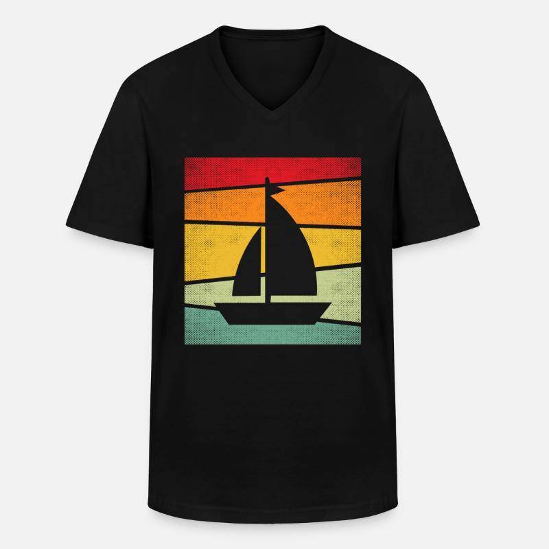 Segeln Retro - Männer-T-Shirt mit V-Ausschnitt - Schwarz