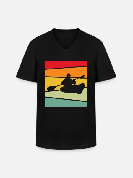 Canoeing Retro - Men's V-Neck T-Shirt - black