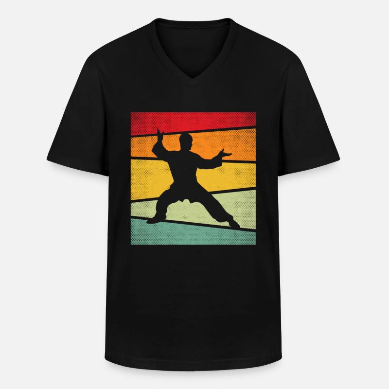 Kampfsport Retro - Männer-T-Shirt mit V-Ausschnitt - Schwarz