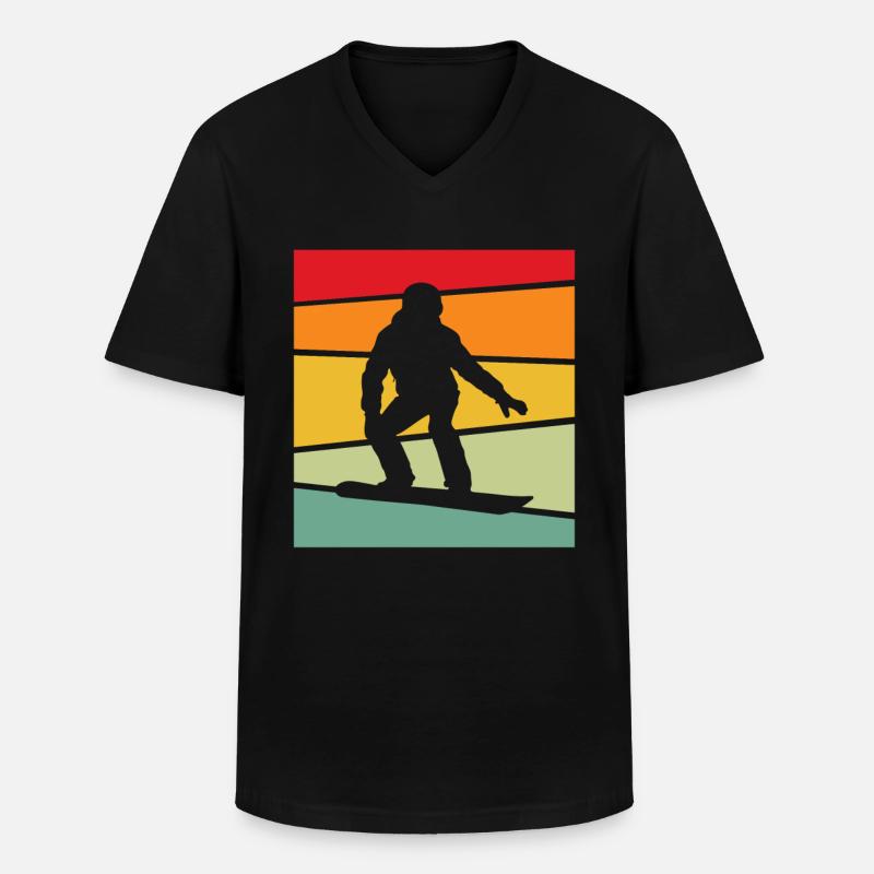 Snowboarding Retro - Männer-T-Shirt mit V-Ausschnitt - Schwarz