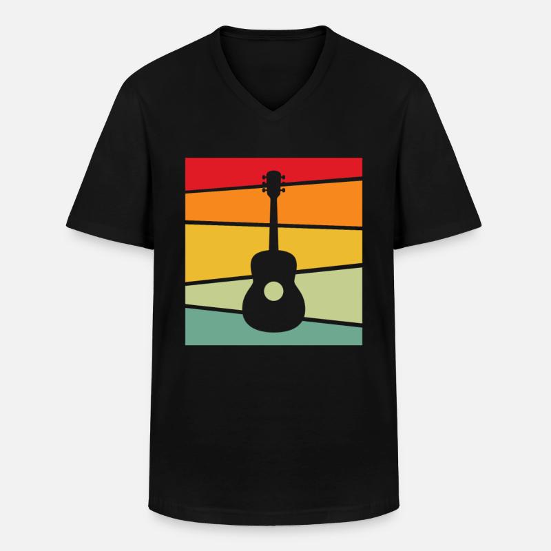 Gitarre Retro - Männer-T-Shirt mit V-Ausschnitt - Schwarz