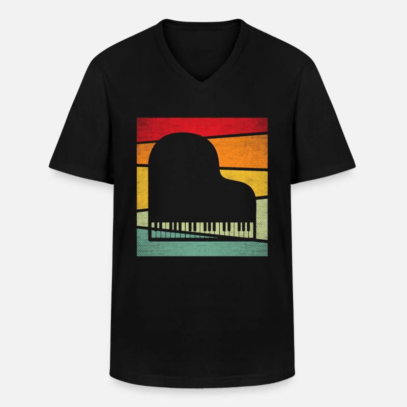 Klavier Retro - Männer-T-Shirt mit V-Ausschnitt - Schwarz