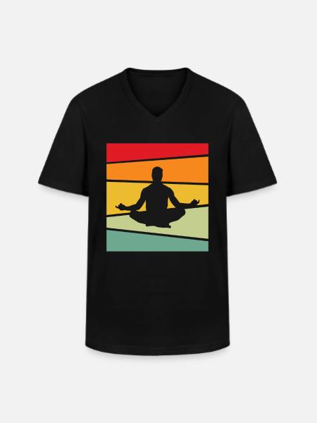 Meditation Retro - Men's V-Neck T-Shirt - black