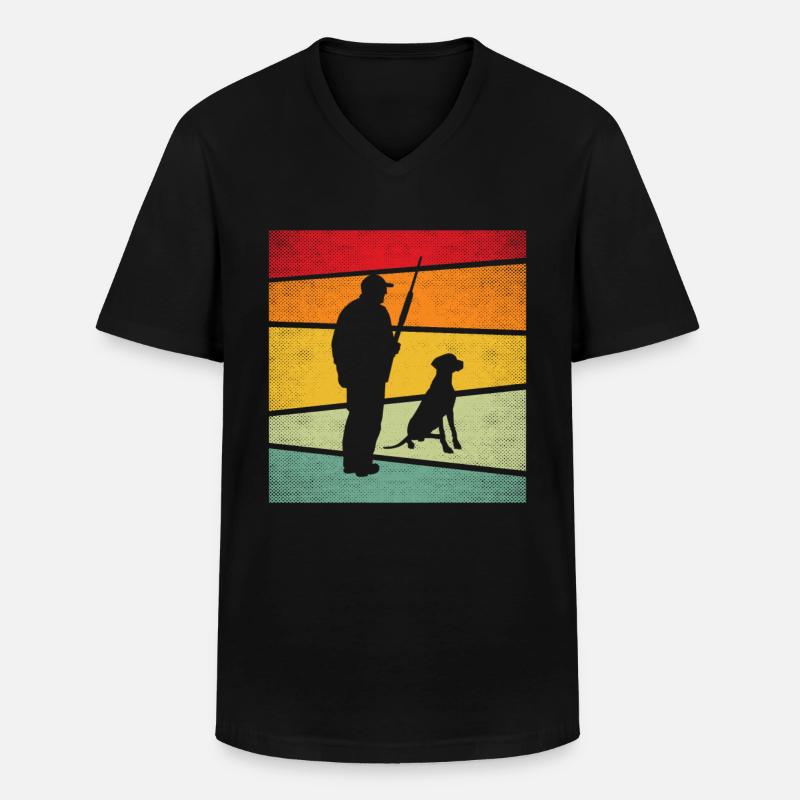 Jagen Retro - Männer-T-Shirt mit V-Ausschnitt - Schwarz