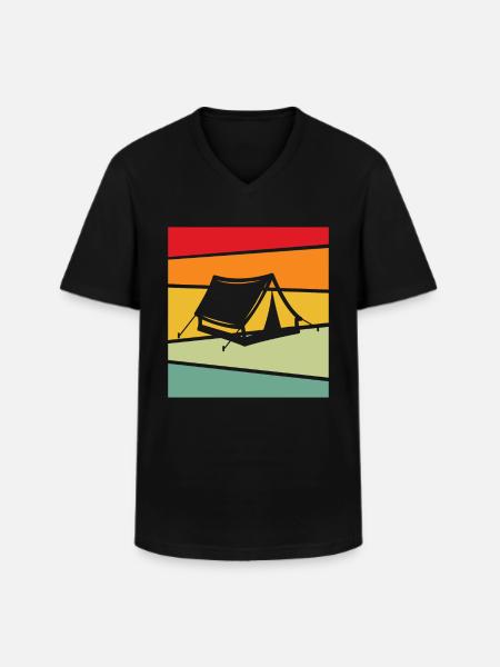 Camping Retro - Men's V-Neck T-Shirt - black