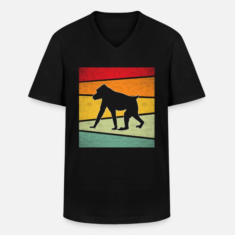 Affe Retro - Männer-T-Shirt mit V-Ausschnitt - Schwarz