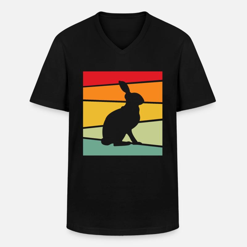 Hase Retro - Männer-T-Shirt mit V-Ausschnitt - Schwarz