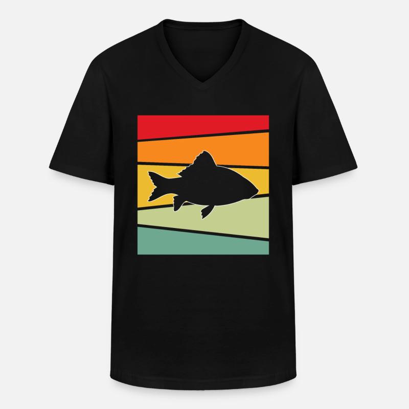 Fisch Retro - Männer-T-Shirt mit V-Ausschnitt - Schwarz