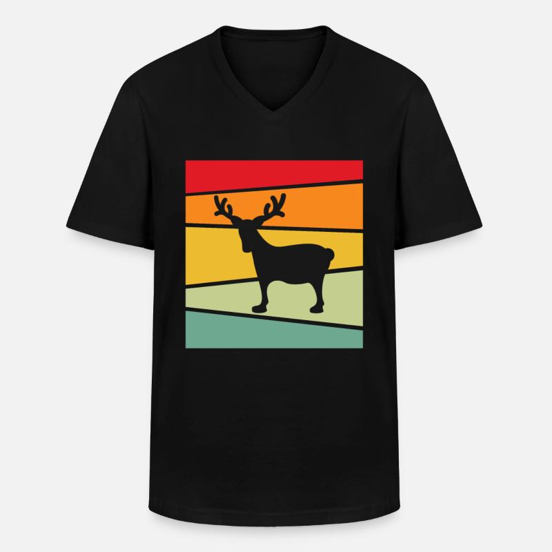 Elch Retro - Männer-T-Shirt mit V-Ausschnitt - Schwarz