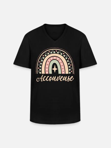 Cadeau Accouveuse. Boho Rainbow accouveuse. - T-shirt col V Homme - noir