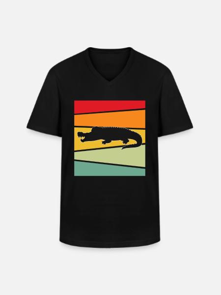 Krokodil Retro - Männer-T-Shirt mit V-Ausschnitt - Schwarz