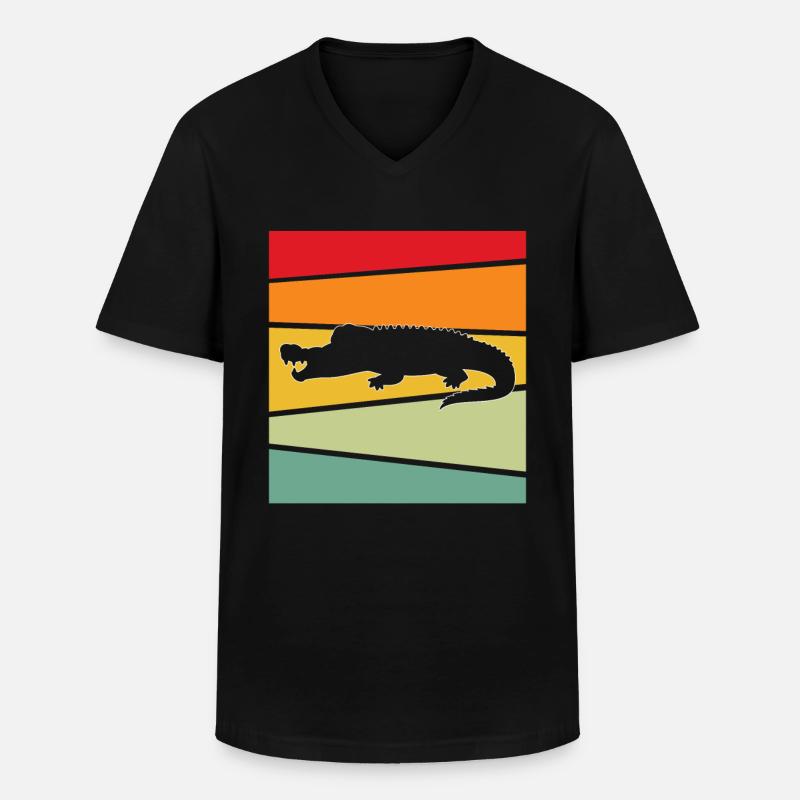 Krokodil Retro - Männer-T-Shirt mit V-Ausschnitt - Schwarz