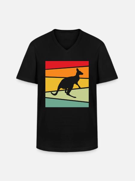 Kangourou Rétro - T-shirt col V Homme - noir