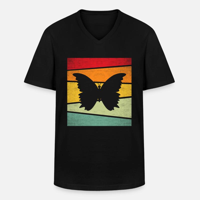 Schmetterling Retro - Männer-T-Shirt mit V-Ausschnitt - Schwarz