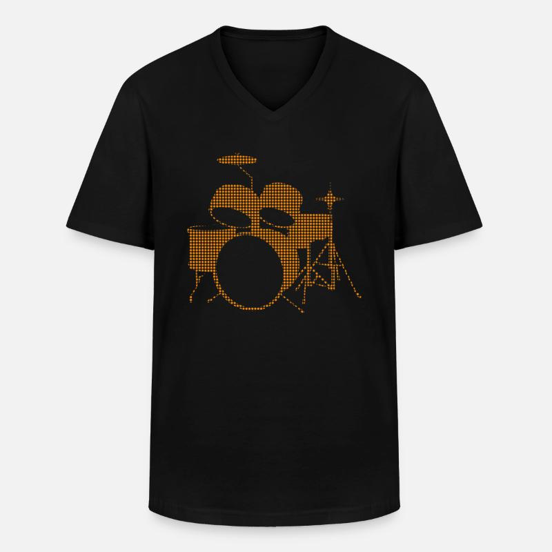 Schlagzeug - Männer-T-Shirt mit V-Ausschnitt - Schwarz
