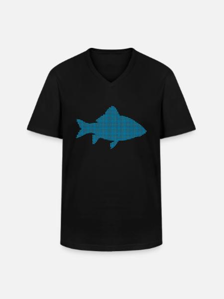 Poisson - T-shirt col V Homme - noir