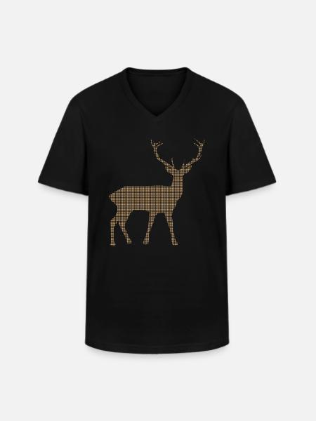 Hirsch - Männer-T-Shirt mit V-Ausschnitt - Schwarz