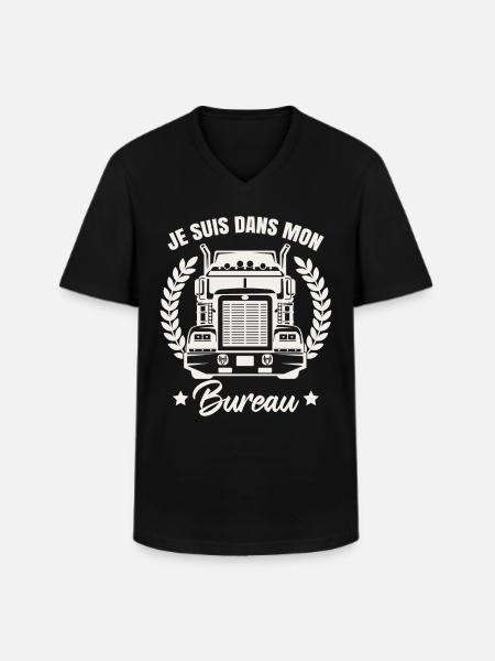 Je Suis Dans Mon Bureau - T-shirt col V Homme - noir