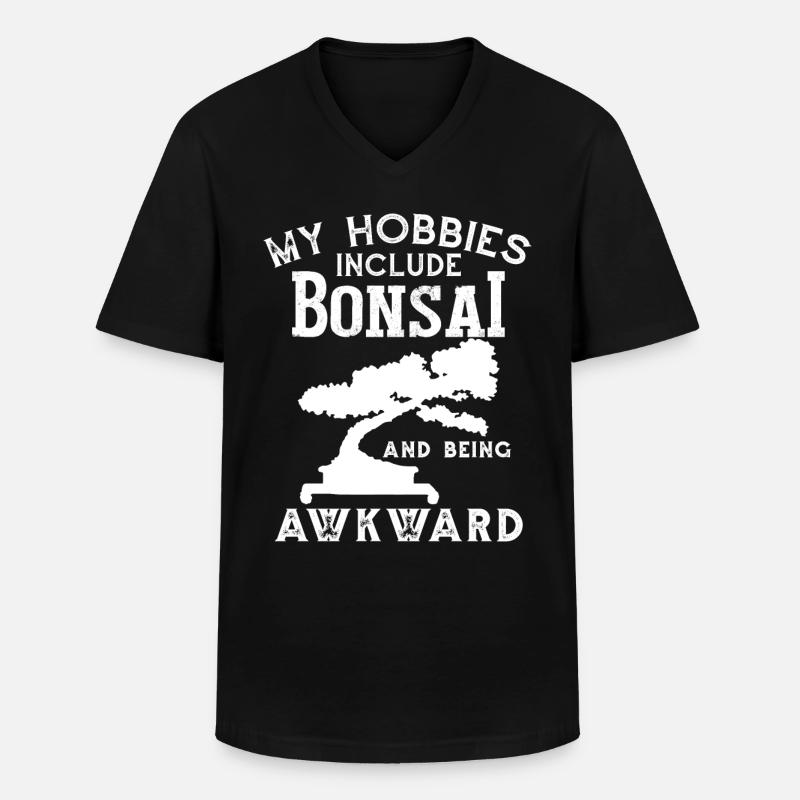 My Hobbies Include Bonsai - Men's V-Neck T-Shirt - black