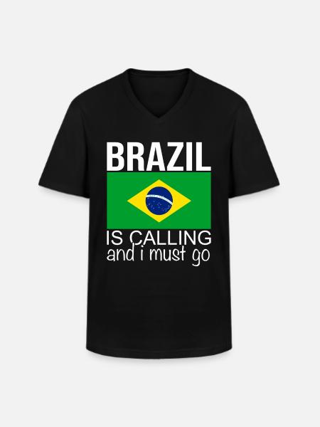 Citation Brésil - T-shirt col V Homme - noir