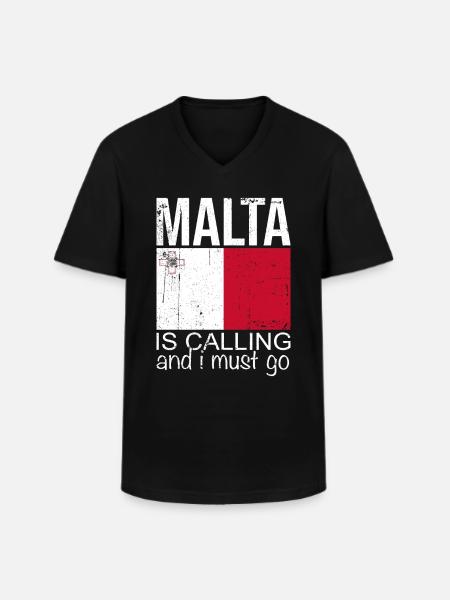 Malta Spruch - Männer-T-Shirt mit V-Ausschnitt - Schwarz