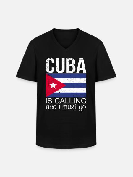 Cuba Dicton - T-shirt col V Homme - noir