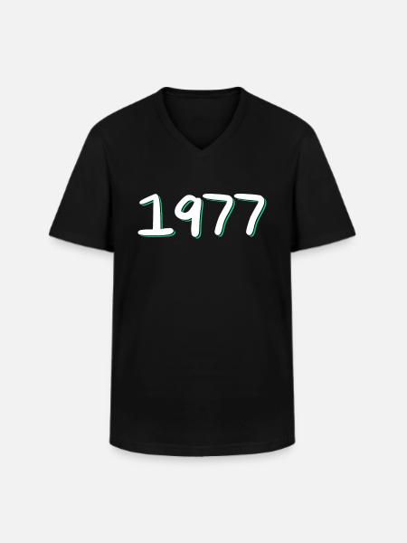 1977 Birthday - Men's V-Neck T-Shirt - black