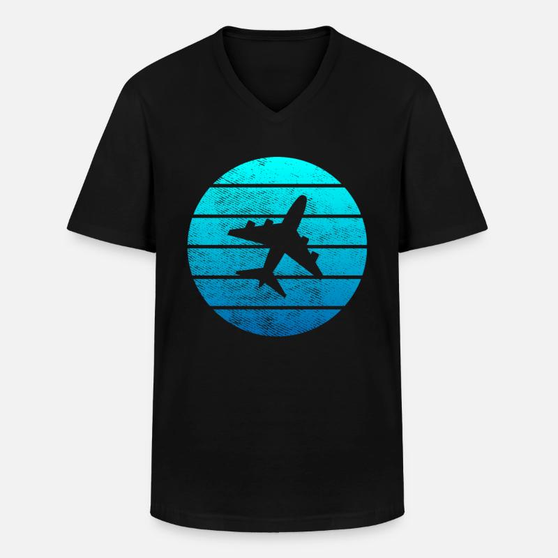 Flugzeug - Männer-T-Shirt mit V-Ausschnitt - Schwarz