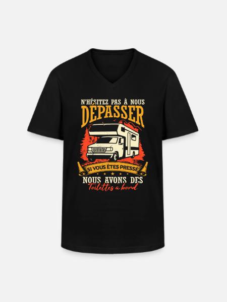 Drôle Camping-Car Humour - T-shirt col V Homme - noir