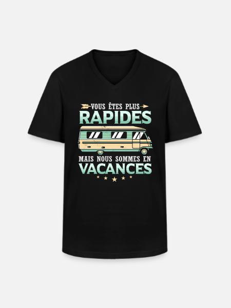 Camper Campeur Slogan - T-shirt col V Homme - noir