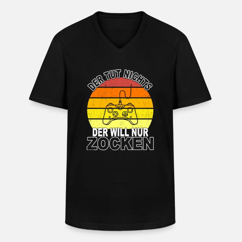 Zocken Spruch - Männer-T-Shirt mit V-Ausschnitt - Schwarz