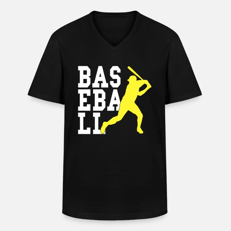 Baseball - Männer-T-Shirt mit V-Ausschnitt - Schwarz
