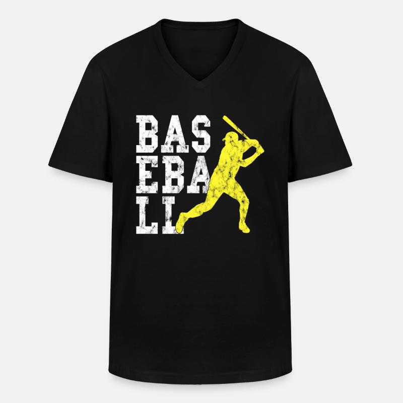 Baseball - Männer-T-Shirt mit V-Ausschnitt - Schwarz