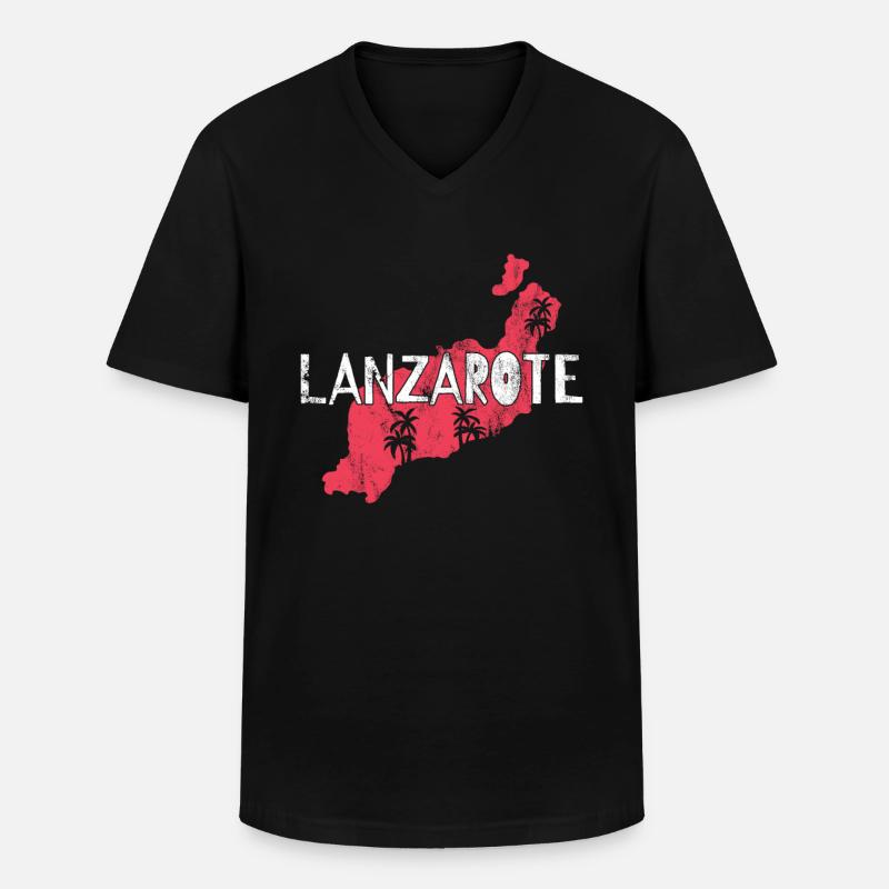 Lanzarote - Männer-T-Shirt mit V-Ausschnitt - Schwarz